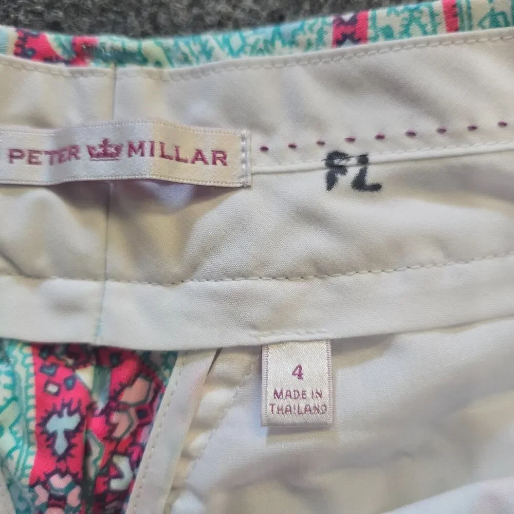 Peter Millar Shorts Womens Size 4 Green Pink Paisley 11 Inch Golf Bermuda Casual